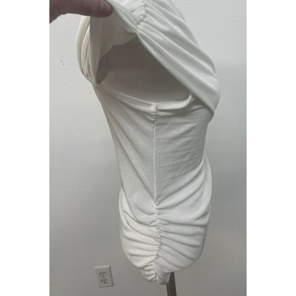 Red By BKE White One Shoulder Asymmetric Gathered Top Womens Size M - Picture 5 of 15